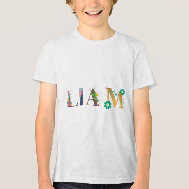 Camiseta Triblenda LIAM Name Art con flores bordadas (Anverso)