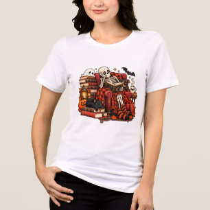 Camiseta Triblenda Libro de lectura de Halloween de esqueletos acoged