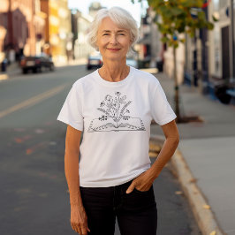 Camiseta Triblenda Libro Floral Boho Line Art