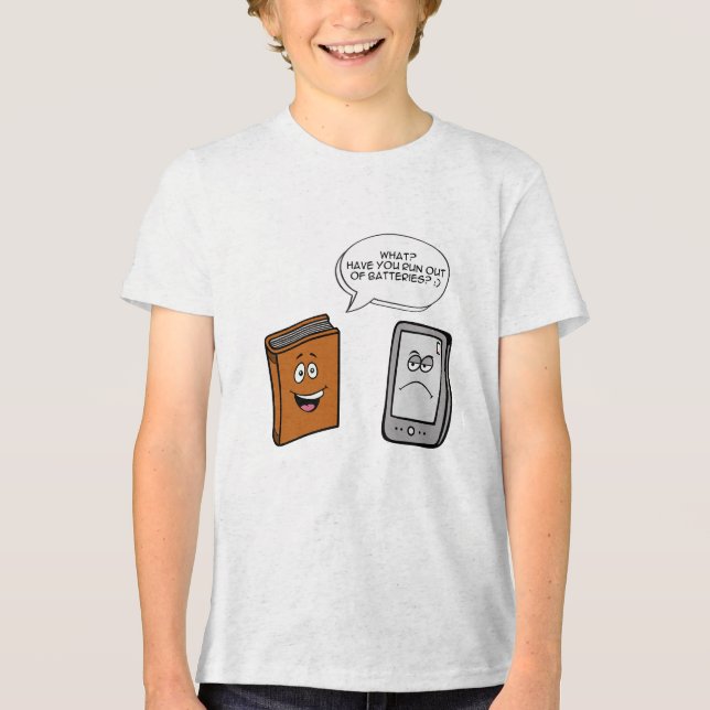 Camiseta Triblenda Libro vs libro electrónico (Anverso)