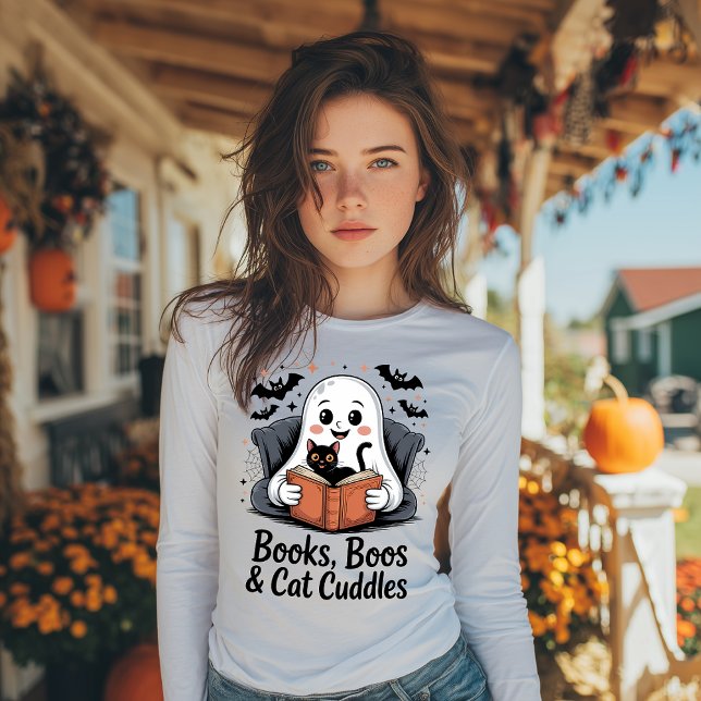 Camiseta Triblenda Libros, boos y gatos atan Halloween (Subido por el creador)
