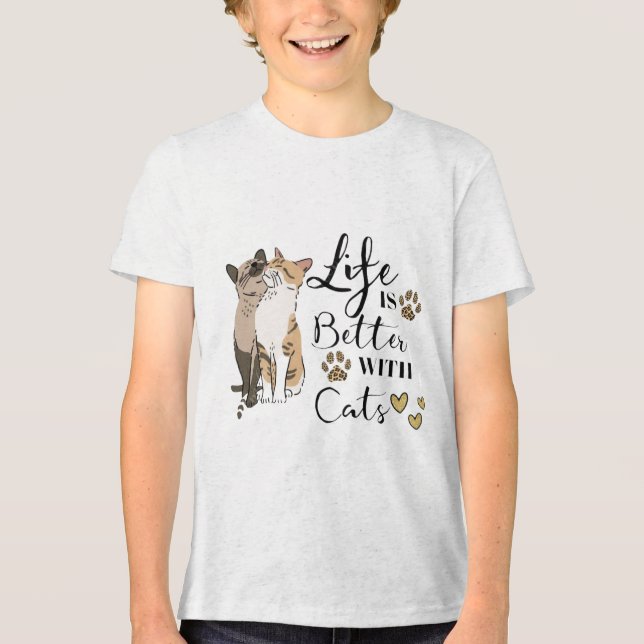 Camiseta Triblenda Life Is Better With Cats Better Together 🐱🐱 Purr (Anverso)