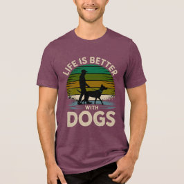 Camiseta Triblenda Life Is Better With Dogs Retro Sunset T-Shirt 