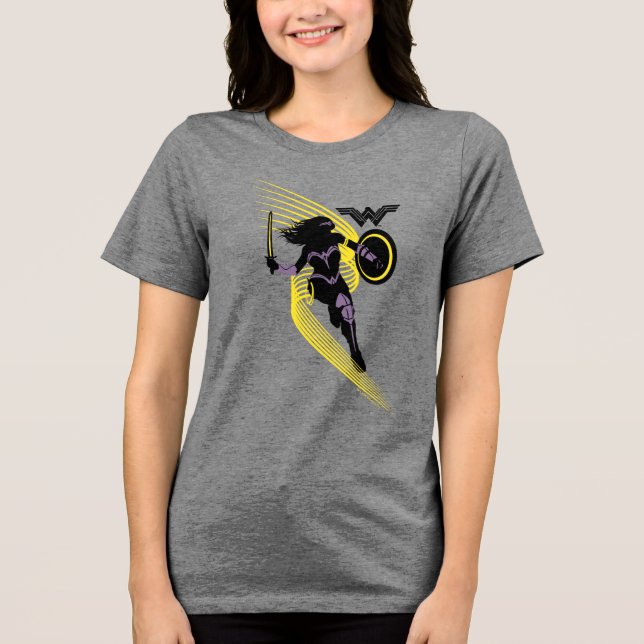 Camiseta Triblenda Liga de la Justicia | Icono de silueta de mujer ma (Anverso)