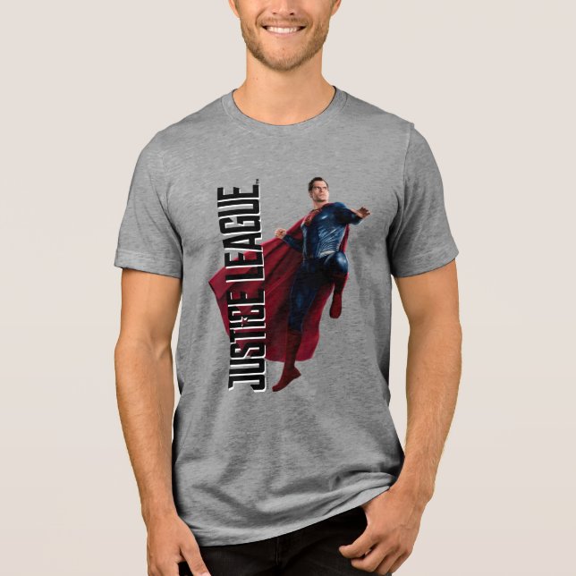 Camiseta Triblenda Liga de la Justicia | Superman En Battlefield (Anverso)