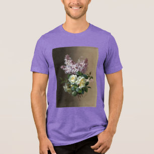 Camiseta Triblenda Lila Púrpura Francesa Rosa Blanca Botánica Floral