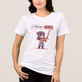 Camiseta Triblenda Linda chica de Pixel Art "Elijo la Violencia" con 