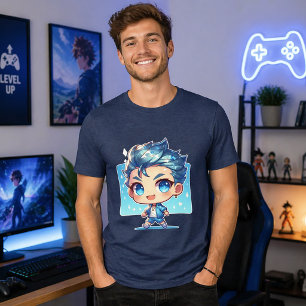 Camiseta Triblenda Lindo chico Chibi   Arte de anime con temática de 