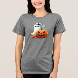 Camiseta Triblenda Lindo, fantasmas/calabazas de Halloween náuticos/c