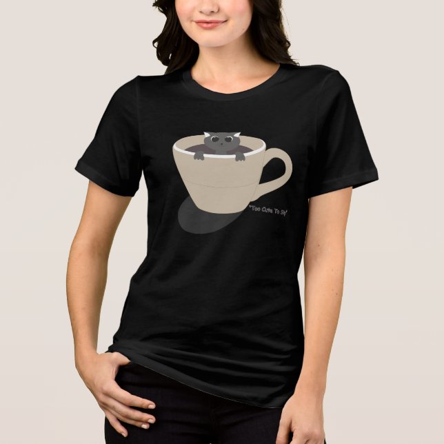 Camiseta Triblenda lindo gato en una taza (Anverso)