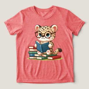 Camiseta Triblenda Lindo leopardo leyendo