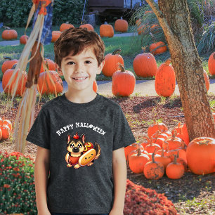 Camiseta Triblenda Lindo perro pastor con disfraz de hot dog Hallowee