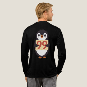 Camiseta Triblenda Lindo pingüino sosteniendo un cartel con el número