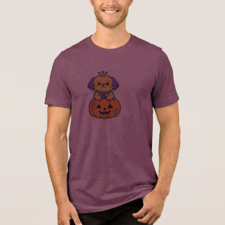Camiseta Triblenda Lindo Shih Tzu Halloween Princesa Calabaza Corona