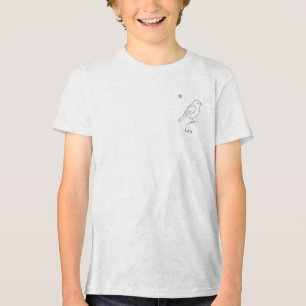 Camiseta Triblenda Línea de lujo silencioso Arte de ave en verde salv