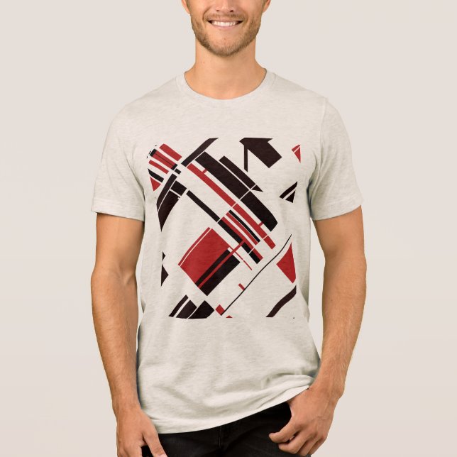 Camiseta Triblenda Líneas de formas diagonales rojas negras MCM Aspec (Anverso)