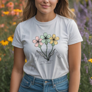 Camiseta Triblenda Líneas minimalistas con flores botánicas coloridas