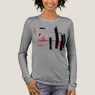 Camiseta Triblenda Líneas rojas negras Formas geométricas inspiradas