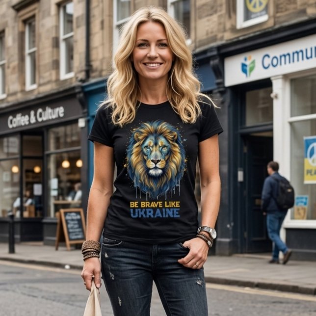 Camiseta Triblenda Lion “Be brave like Ukraine.” (Subido por el creador)
