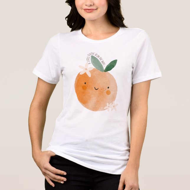 Camiseta Triblenda Little Cutie Naranja Citrus Botanus Baby Shower (Anverso)
