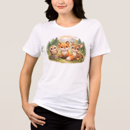 Camiseta Triblenda Little Forest Friends: A Cozy Fox, Owl & Deer Adve
