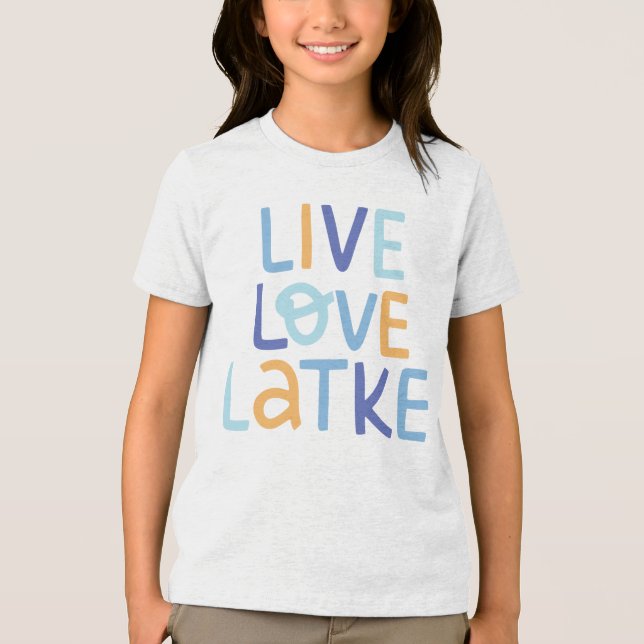 Camiseta Triblenda Live Love Latke Hanukkah Design (Anverso)