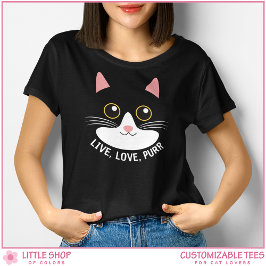 Camiseta Triblenda Live Love Purr Womens Cat Lover