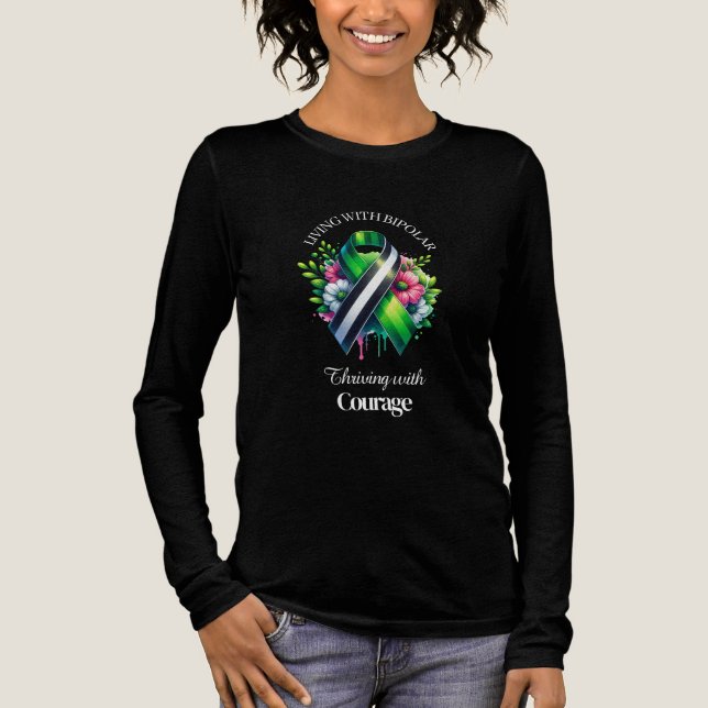 Camiseta Triblenda Living with Bipolar | Thriving with Courage (Anverso)