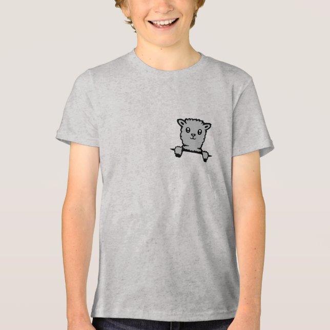 Camiseta Triblenda Llama Alpaca Cute Fluffy Animal Peeking Over Edge (Anverso)