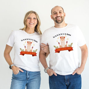 Camiseta Triblenda Llama de Navidad Cantando Familia Hombres Combinan