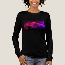 Camiseta Triblenda Llamas Rojas + Azules en una Manga Larga Negra de