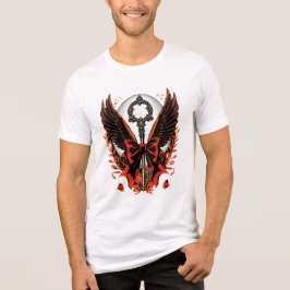 Camiseta Triblenda Llave de vaca de terciopelo gótico con alas y luna