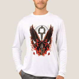 Camiseta Triblenda Llave de vaca de terciopelo gótico con alas y luna