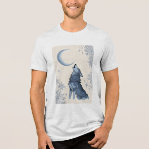 Camiseta Triblenda lobo aullando en la luna