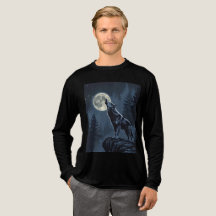 Lobo Solitario Aullando a la Luna Arte de Bosque N