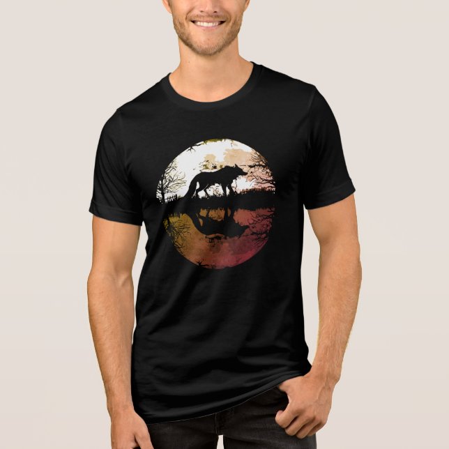 Camiseta Triblenda Lobo solitario bajo la luna llena (Anverso)