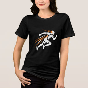 Camiseta Triblenda Logo de corredor dorado Diseño de movimiento depor
