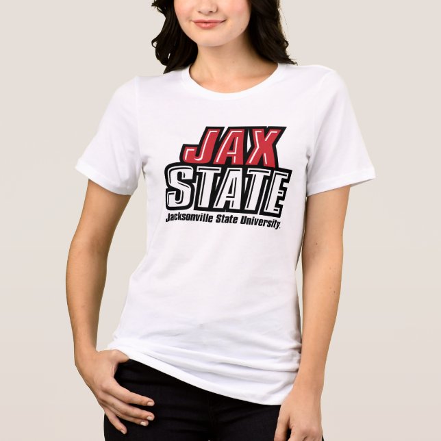 Camiseta Triblenda Logo de la Universidad Estatal de Jacksonville JAX (Anverso)