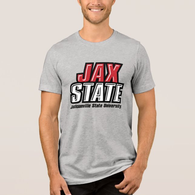 Camiseta Triblenda Logo de la Universidad Estatal de Jacksonville JAX (Anverso)