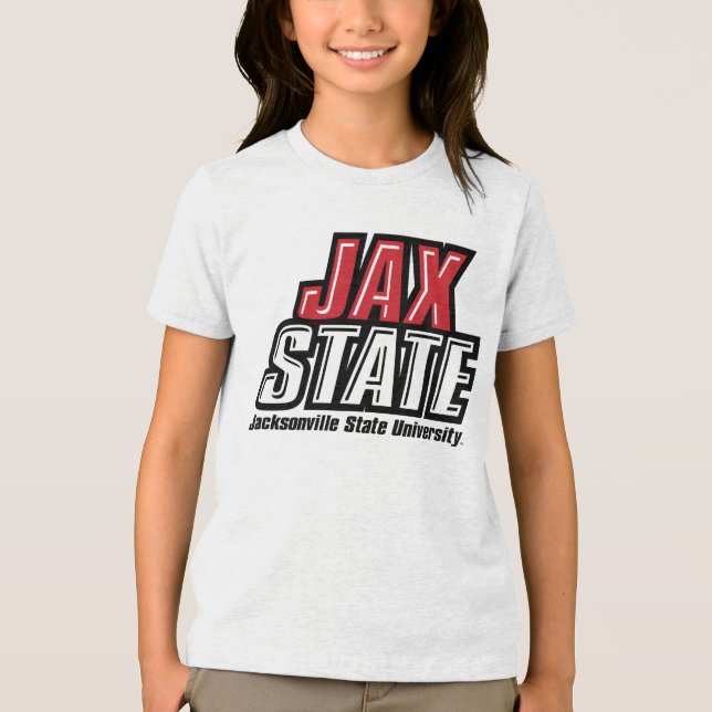 Camiseta Triblenda Logo de la Universidad Estatal de Jacksonville JAX (Anverso)