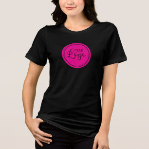 Camiseta Triblenda Logotipo de su empresa en círculo rosa intenso