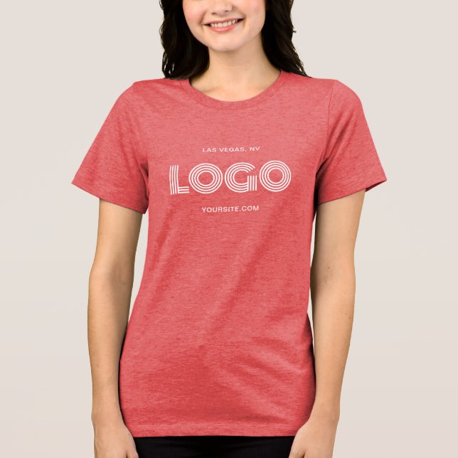 Camiseta Triblenda Logotipo rectangular moderno rojo y blanco (Anverso)