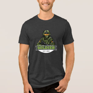 Camiseta Triblenda Logotipo Táctico de Soldado – Diseño de Emblema Mi