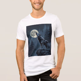 Camiseta Triblenda Lone Wolf Howling at the Moon Night Forest Art