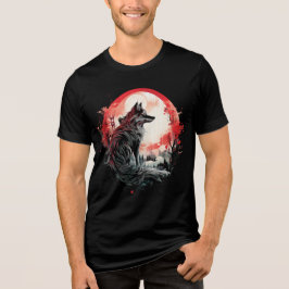 Camiseta Triblenda Lone Wolf Under Moon – Red Forest Art