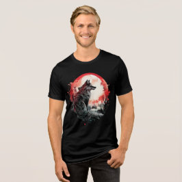 Camiseta Triblenda Lone Wolf Under Moon – Red Forest Art