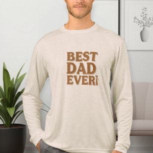 Camiseta Triblenda Long Sleeve Beige Best Dad Ever T-Shirt - Unique