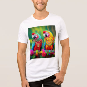 Camiseta Triblenda Loros Guacamayos Coloridos En La Rama-67859