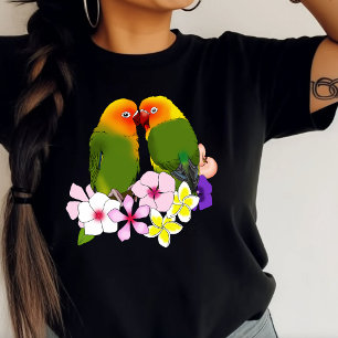 Camiseta Triblenda Loros Lindos Flores Tropicales Pájaro Romántico