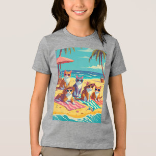 Camiseta Triblenda Los gatos descansan en la playa